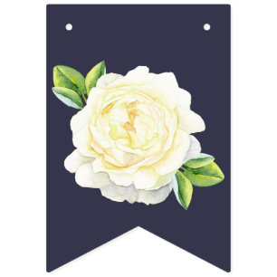 navy blue floral Ivory Rose wedding party BUNTING Bunting