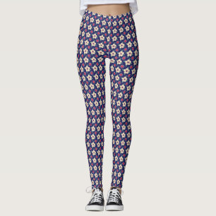 Navy Blue Floral Leggings