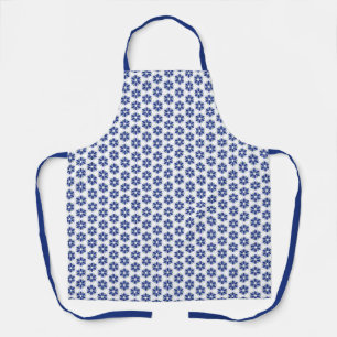 Navy Blue Floral Mosaic Apron