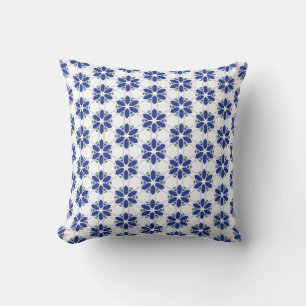 Navy Blue Floral Mosaic Cushion