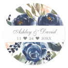 Navy Blue Floral Pattern Watercolor Wedding