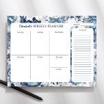 Navy Blue Floral Personalised Weekly Planner Pad<br><div class="desc">Why not get organised in a beautiful way?  This planner pad sports a background of oversized navy blue blooms that evokes a vintage feel.  Lots of room to write down everything you need to accomplish each week.</div>