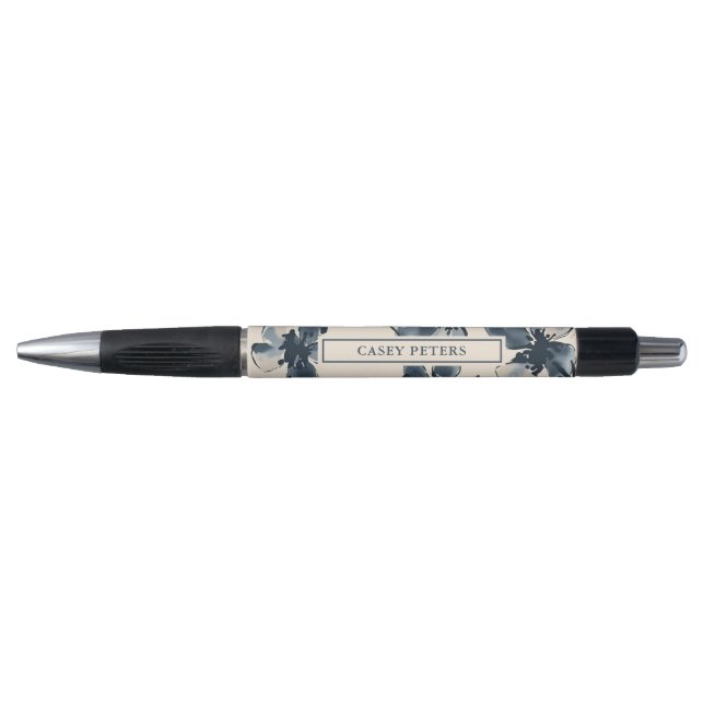 Navy Blue Floral Personalised Writing (Front)
