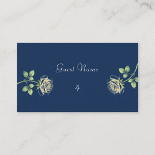 Navy Blue Floral Place Card