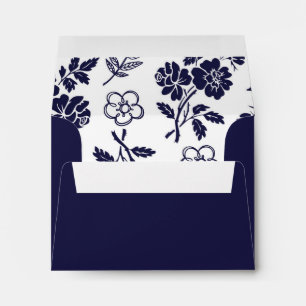 Navy Blue Floral RSVP Envelope