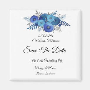 navy blue floral  Save The Date Magnet invitation 