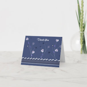 Navy Blue Floral Thank You Card