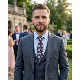 Navy Blue Floral Tie