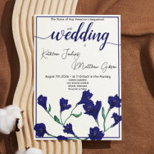 Navy Blue Floral Watercolor Wedding