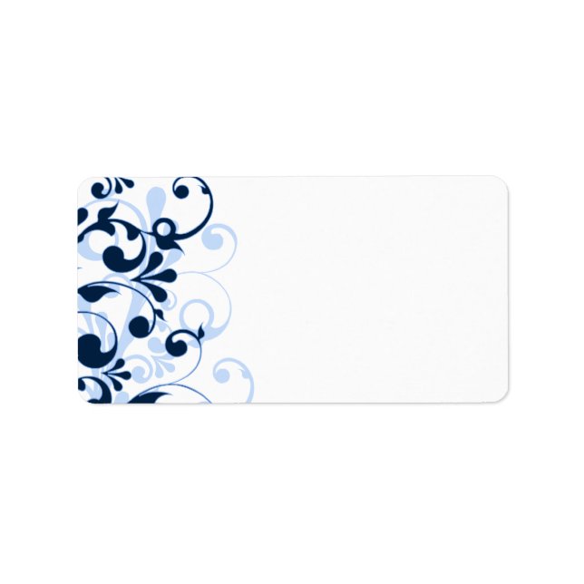 Navy Blue Floral Wedding Blank Address Label (Front)