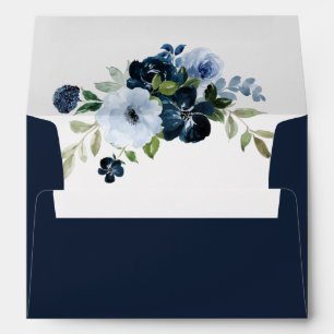 navy blue floral wedding envelope