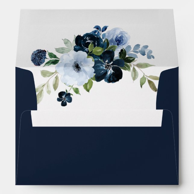 navy blue floral wedding envelope (Back (Bottom))