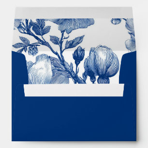 Navy Blue Floral wedding Envelope