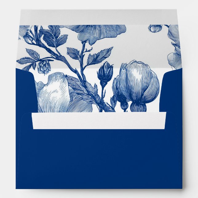 Navy Blue Floral wedding  Envelope (Back (Bottom))