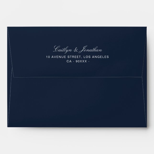 navy blue floral wedding envelope (Back (Top Flap))