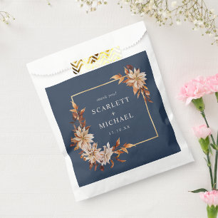 Navy Blue Floral Wedding Favour Bags