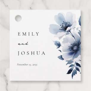 Navy Blue Floral Wedding Favour Tags