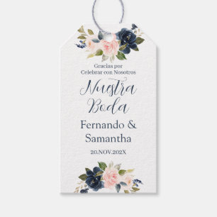 Navy Blue Floral  Wedding Gift Tags