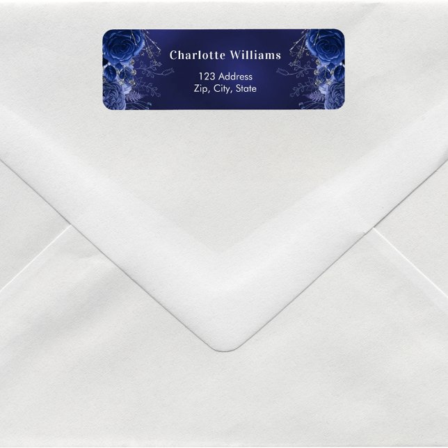 Navy blue florals roses return address (Creator Uploaded)