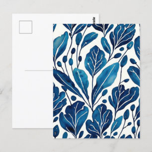 Navy blue flower pattern postcard