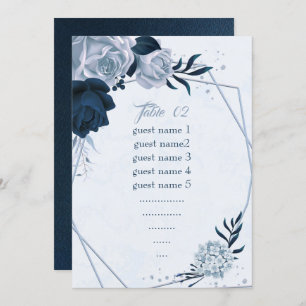 navy & blue flowers geometric seating chart card