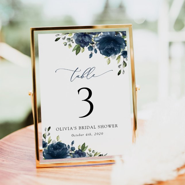 Navy Blue Flowers, Greenery, Boho, Table Numbers (Creator Uploaded)