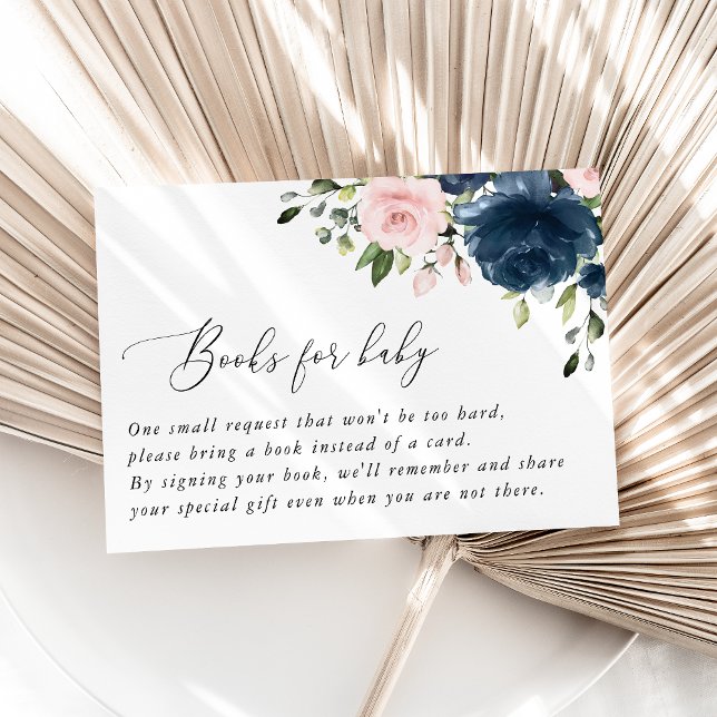 Navy Blue Flowers, Pink Flowers, Books For Baby Enclosure Card (Creator Uploaded)