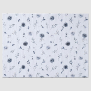 Navy Blue Flowers Tissue Paper