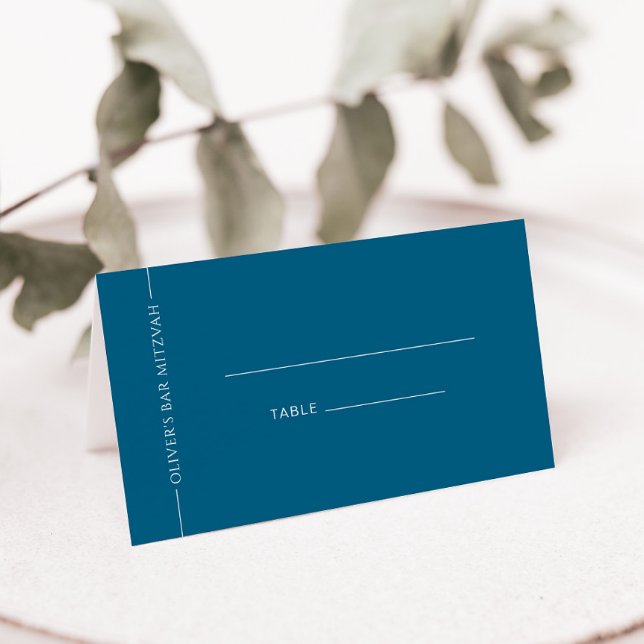 Navy Blue Folded Bar Mitzvah Place Card (Creator Uploaded)