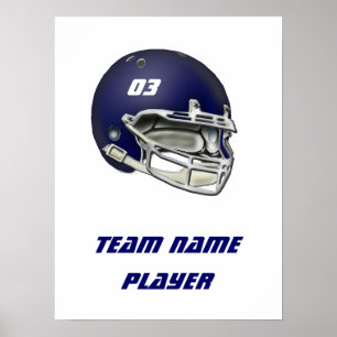 Navy Blue Football Helmet Poster