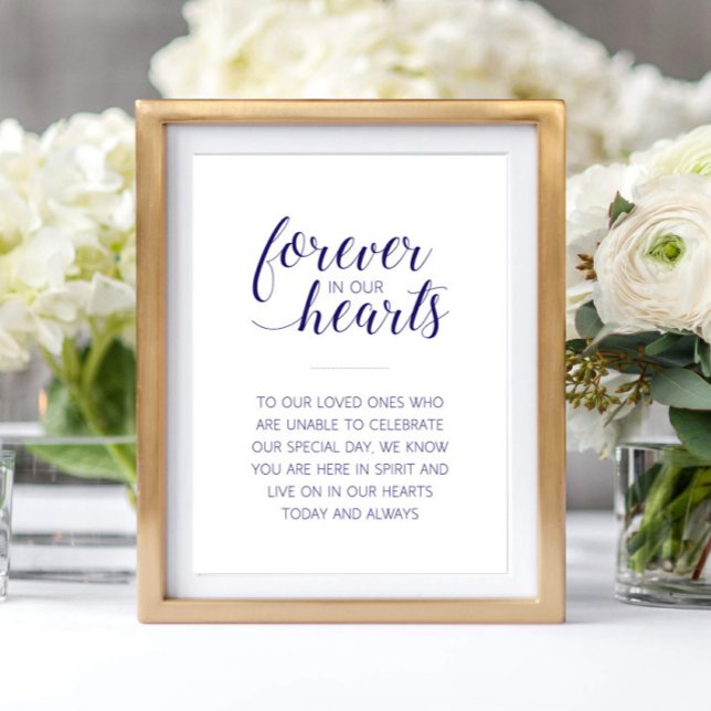Navy Blue Forever In Our Hearts Wedding Memorial Poster (Creator Uploaded)