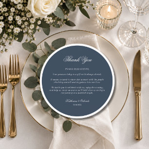 Navy Blue Formal Round Wedding Guest Place Programme