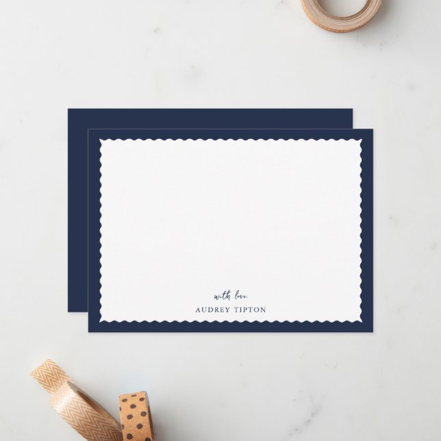Navy Blue Frame Flat Note Card (Front/Back In Situ)