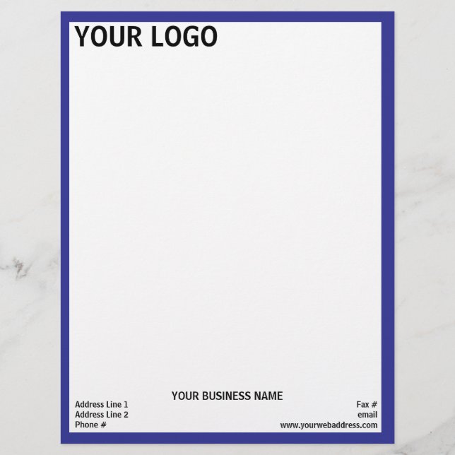 Navy Blue Frame Generic Adaptable Custom Letterhead (Front)