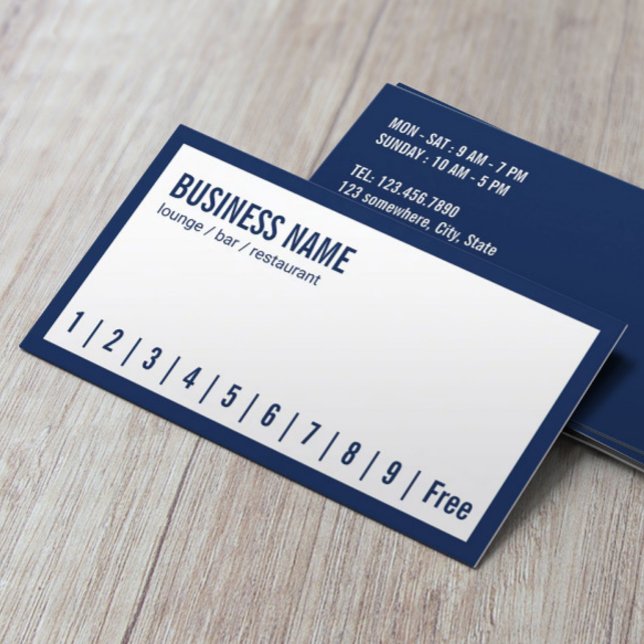 Navy Blue Frame Lounge Bar Loyalty Punch Card (Creator Uploaded)