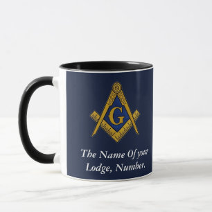 Navy Blue Freemason Masonic Square Compass Mug