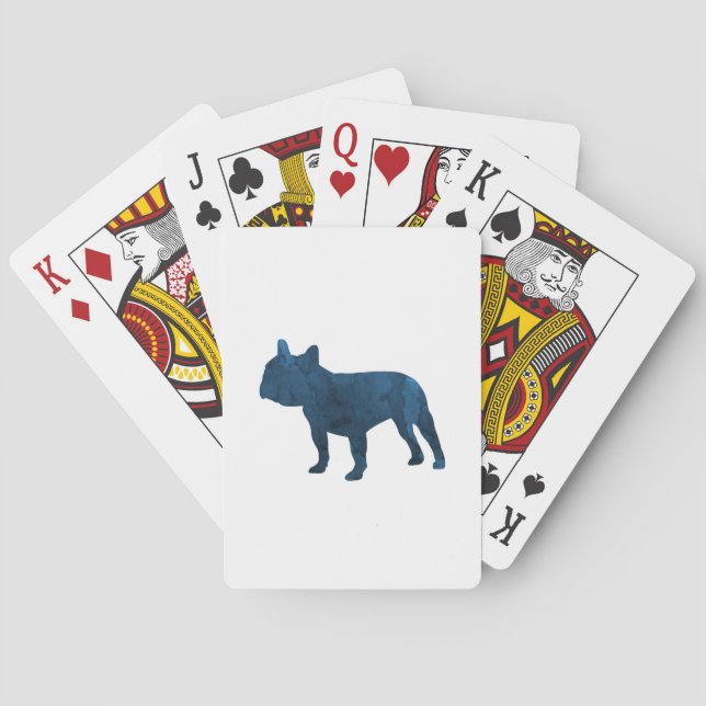 Navy Blue French Bulldog aka Frenchie Silhouette Playing Cards (Back)