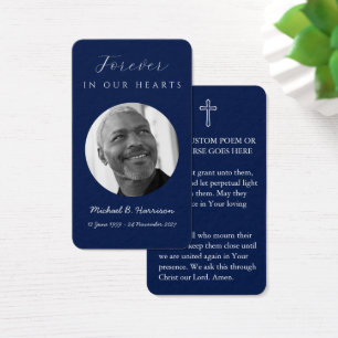 Navy Blue Funeral Prayer Card
