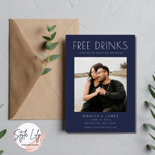 Navy Blue Funny Photo Wedding Save the Date Announcement