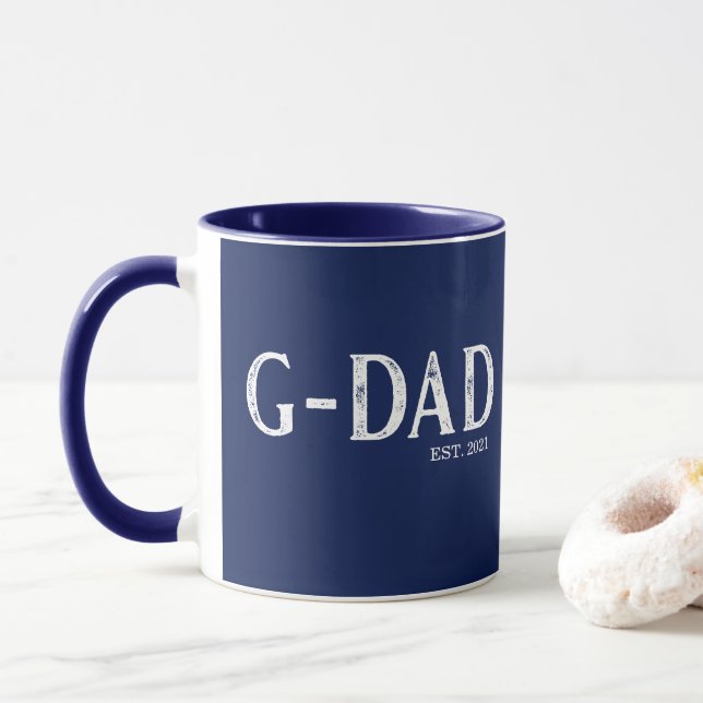 Navy Blue G-Dad Year Established Mug (With Donut)