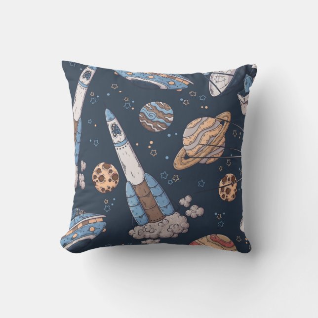 Navy Blue Galaxy In The Night Throw Pillow (Front)