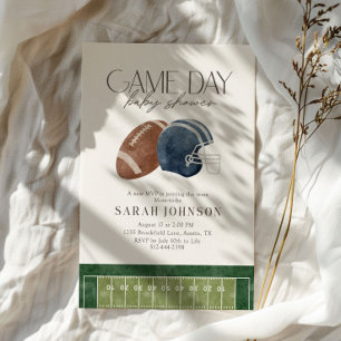 Navy Blue Game Day Football Baby Shower Invitation
