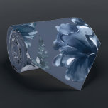 Navy Blue Garden Florals Navy Wedding Neck Tie<br><div class="desc">A classic navy blue and white wedding neck tie featuring a watercolor-painted assembly of garden florals including peonies in shades of navy blue,  muted navy,  dusty greys and dusty blues. A classic navy wedding neck tie.</div>