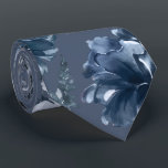 Navy Blue Garden Florals Navy Wedding Neck Tie<br><div class="desc">A classic navy blue and white wedding neck tie featuring a watercolor-painted assembly of garden florals including peonies in shades of navy blue,  muted navy,  dusty greys and dusty blues. A classic navy wedding neck tie.</div>