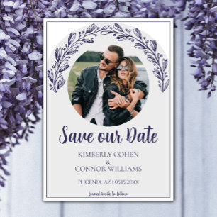 Navy Blue Garland Photo Save the Date