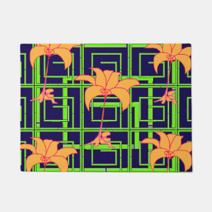 Navy Blue Geo Floral Doormat