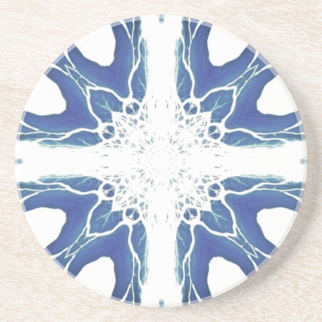 Navy blue geometric design  coaster (Front)