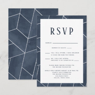 Navy Blue Geometric Gala RSVP Card