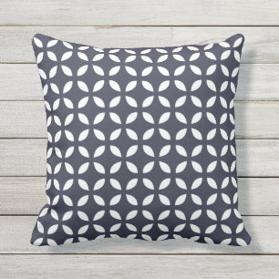 Navy Blue Geometric Outdoor Pillows
