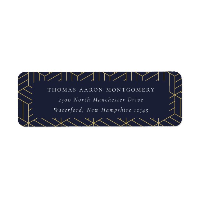 Navy Blue Geometric Pattern Address (Front)